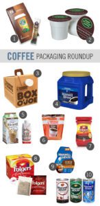 Different kinds of packaging for coffee products